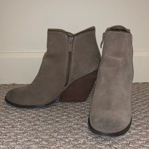 Very Volatile Whitby Grey Suede Leather Wedge Booties